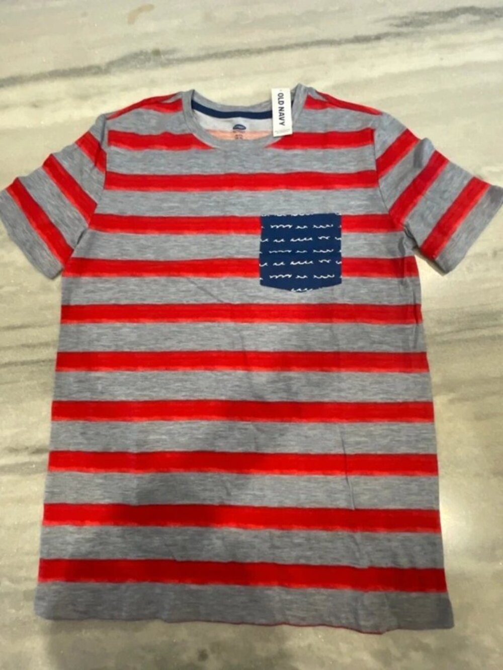 Old Navy Boys Red Gray Striped T-Shirt XL 16 NWT